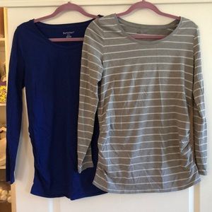 Maternity long sleeve cotton shirts (set of 2)